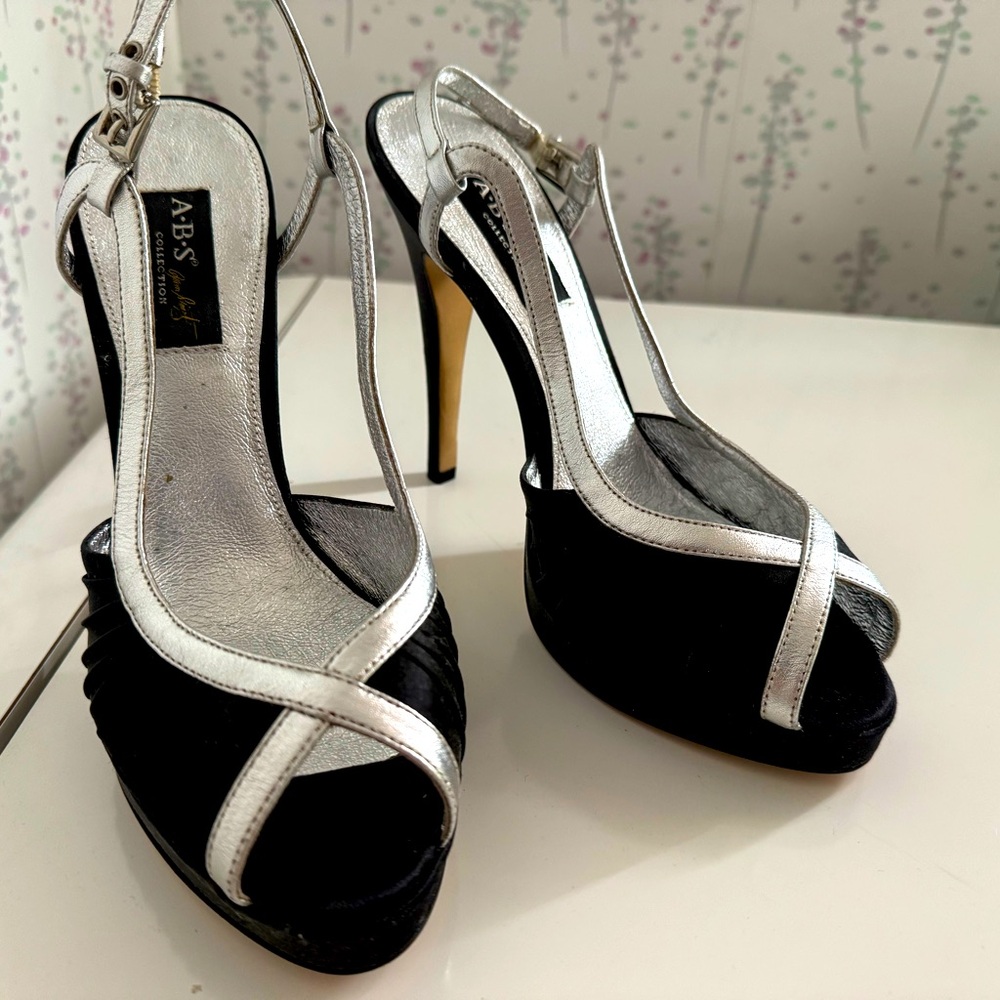 ABS Allen Schwartz Black and Silver Stiletto Heels